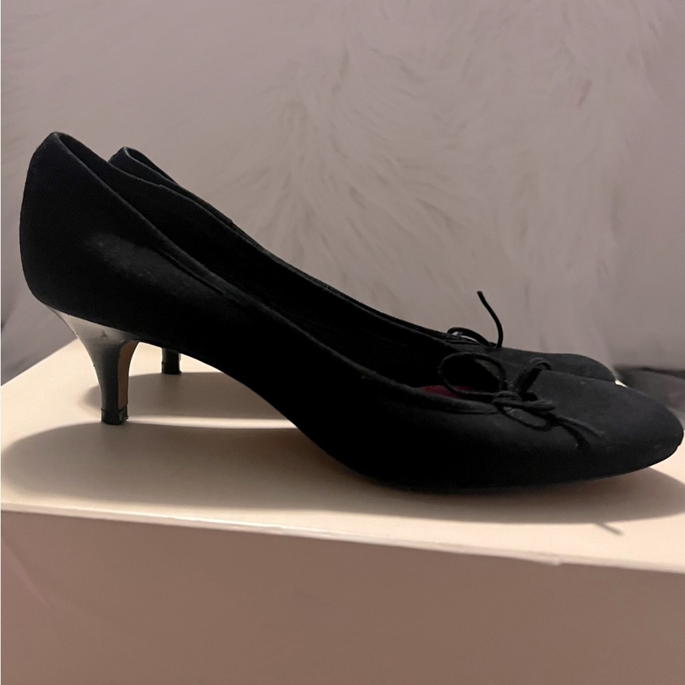 Kate Spade ♠️ New York Black Suede Heels with Italian Leather Women’s size 6